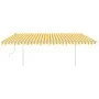 Manual retractable awning with yellow and white poles 5x3.5 m by vidaXL, Awnings - Ref: Foro24-3070058, Price: 493,05 €, Disc...
