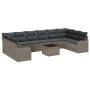 Conjunto de sofá de jardín con cojín 11 pcs Gris Poliratán