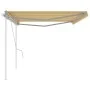 Manual retractable awning with yellow and white poles 5x3.5 m by vidaXL, Awnings - Ref: Foro24-3070058, Price: 493,05 €, Disc...