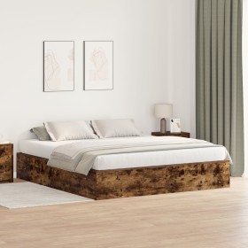 Cama con almacenamiento de Roble Ahumado 200x200 cm von , Betten und Lattenroste - Ref: Foro24-3335361, Preis: 435,89 €, Raba...