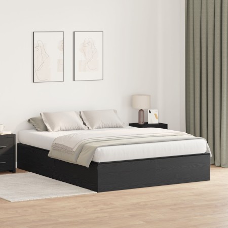 Cama con almacenamiento Marco Negro Roble 140x200 cm by , Beds and slatted bases - Ref: Foro24-3335374, Price: 339,15 €, Disc...
