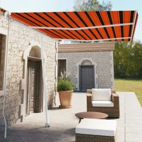 Orange und braune einziehbare manuelle Fußmarkise 350x250 cm von vidaXL, Markisen - Ref: Foro24-3069520, Preis: 497,81 €, Rab...