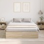 Cama con Almacenamiento Roble Sonoma Madera elaborada 140 x 200 cm de , Camas y somieres - Ref: Foro24-3335431, Precio: 313,1...