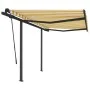 Manual retractable awning with yellow and white poles 3x2.5 m by vidaXL, Awnings - Ref: Foro24-3070098, Price: 299,85 €, Disc...