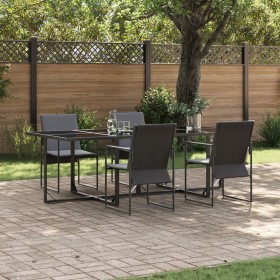 Set de Comedor de Jardín de 6 Piezas con Cojines de Acero y Textilene von , Gartensets - Ref: Foro24-3335858, Preis: 273,79 €...