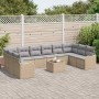 Conjunto de sofá de jardín con cojín 11 pcs Beige Poliratán