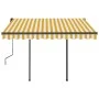 Manual retractable awning with yellow and white poles 3x2.5 m by vidaXL, Awnings - Ref: Foro24-3070098, Price: 299,85 €, Disc...