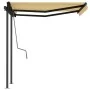 Manual retractable awning with yellow and white poles 3x2.5 m by vidaXL, Awnings - Ref: Foro24-3070098, Price: 299,85 €, Disc...
