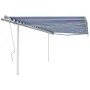 Toldo manual retráctil con postes azul y blanco 4,5x3 m de vidaXL, Toldos - Ref: Foro24-3069956, Precio: 471,23 €, Descuento: %