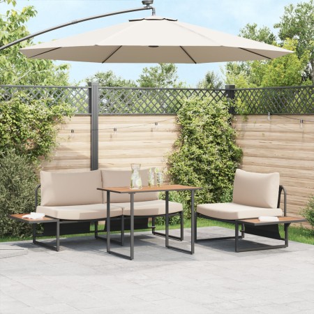 Juego de Comedor de Jardín de 3 Piezas con Cojines Color Taupe by , Garden sets - Ref: Foro24-3335890, Price: 415,31 €, Disco...