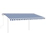 Retractable manual awning with blue and white poles 4.5x3 m by vidaXL, Awnings - Ref: Foro24-3069956, Price: 469,13 €, Discou...
