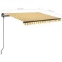 Manual retractable awning with yellow and white poles 3x2.5 m by vidaXL, Awnings - Ref: Foro24-3070098, Price: 299,85 €, Disc...