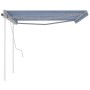 Retractable manual awning with blue and white poles 4.5x3 m by vidaXL, Awnings - Ref: Foro24-3069956, Price: 469,13 €, Discou...