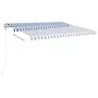 Retractable manual awning with blue and white poles 4.5x3 m by vidaXL, Awnings - Ref: Foro24-3069956, Price: 471,28 €, Discou...