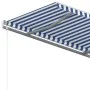 Retractable manual awning with blue and white poles 4.5x3 m by vidaXL, Awnings - Ref: Foro24-3069956, Price: 471,28 €, Discou...