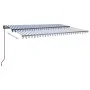 Manual retractable awning with blue and white poles 3x2.5 m by vidaXL, Awnings - Ref: Foro24-3070096, Price: 301,85 €, Discou...
