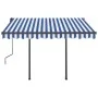 Manuell einziehbare Markise mit blauen und weißen Stangen 3x2,5 m von vidaXL, Markisen - Ref: Foro24-3070096, Preis: 301,83 €...
