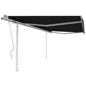 Manual retractable awning with anthracite gray poles 4.5x3.5 m by vidaXL, Awnings - Ref: Foro24-3070039, Price: 478,14 €, Dis...