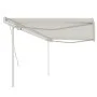 Manual retractable awning with cream poles 5x3.5 m by vidaXL, Awnings - Ref: Foro24-3070057, Price: 497,35 €, Discount: %