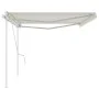 Manual retractable awning with cream poles 5x3.5 m by vidaXL, Awnings - Ref: Foro24-3070057, Price: 497,35 €, Discount: %