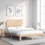 Bed frame with solid wood headboard 120x200 cm by vidaXL, Beds and slatted bases - Ref: Foro24-3193721, Price: 116,93 €, Disc...