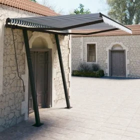 Automatic retractable awning with blue and white poles 3x2.5 m by vidaXL, Awnings - Ref: Foro24-3070106, Price: 409,63 €, Dis...