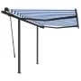 Automatic retractable awning with blue and white poles 3x2.5 m by vidaXL, Awnings - Ref: Foro24-3070106, Price: 409,63 €, Dis...