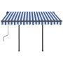Automatic retractable awning with blue and white poles 3x2.5 m by vidaXL, Awnings - Ref: Foro24-3070106, Price: 432,94 €, Dis...