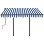 Automatic retractable awning with blue and white poles 3x2.5 m by vidaXL, Awnings - Ref: Foro24-3070106, Price: 409,63 €, Dis...