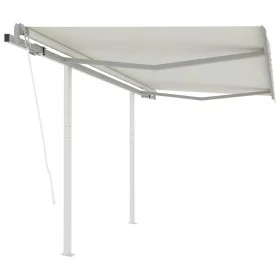Automatic retractable awning with cream poles 3x2.5 m by vidaXL, Awnings - Ref: Foro24-3069907, Price: 409,08 €, Discount: %