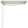 Toldo retráctil automático con postes crema 3x2,5 m