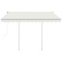 Toldo retráctil automático con postes crema 3x2,5 m