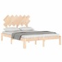 Bed frame with solid wood headboard 120x200 cm by vidaXL, Beds and slatted bases - Ref: Foro24-3193721, Price: 116,93 €, Disc...