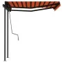 Automatic retractable awning with orange and brown poles 3x2.5 m by vidaXL, Awnings - Ref: Foro24-3070110, Price: 404,55 €, D...