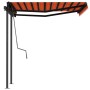 Automatisch einziehbare Markise mit orangen und braunen Stangen 3x2,5 m von vidaXL, Markisen - Ref: Foro24-3070110, Preis: 43...