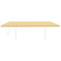 Retractable manual awning with yellow and white poles, 6x3.5 m. by vidaXL, Awnings - Ref: Foro24-3070078, Price: 682,97 €, Di...