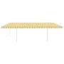 Retractable manual awning with yellow and white poles, 6x3.5 m. by vidaXL, Awnings - Ref: Foro24-3070078, Price: 683,57 €, Di...