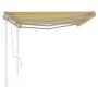 Retractable manual awning with yellow and white poles, 6x3.5 m. by vidaXL, Awnings - Ref: Foro24-3070078, Price: 683,57 €, Di...