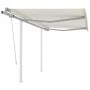 Manual retractable awning with cream poles 3x2.5 m by vidaXL, Awnings - Ref: Foro24-3069897, Price: 308,67 €, Discount: %