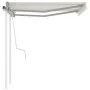 Manual retractable awning with cream poles 3x2.5 m by vidaXL, Awnings - Ref: Foro24-3069897, Price: 308,67 €, Discount: %