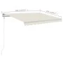 Manual retractable awning with cream poles 3x2.5 m by vidaXL, Awnings - Ref: Foro24-3069897, Price: 308,67 €, Discount: %