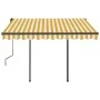 Toldo automático retráctil con postes amarillo y blanco 3x2,5 m by vidaXL, Awnings - Ref: Foro24-3070108, Price: 409,14 €, Di...