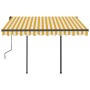 Toldo automático retráctil con postes amarillo y blanco 3x2,5 m de vidaXL, Toldos - Ref: Foro24-3070108, Precio: 432,25 €, De...