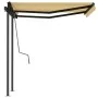 Toldo automático retráctil con postes amarillo y blanco 3x2,5 m by vidaXL, Awnings - Ref: Foro24-3070108, Price: 409,14 €, Di...