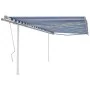 Manual retractable awning with blue and white poles 4x3 m by vidaXL, Awnings - Ref: Foro24-3069936, Price: 570,31 €, Discount: %