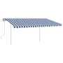 Manual retractable awning with blue and white poles 4x3 m by vidaXL, Awnings - Ref: Foro24-3069936, Price: 570,31 €, Discount: %