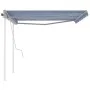 Manual retractable awning with blue and white poles 4x3 m by vidaXL, Awnings - Ref: Foro24-3069936, Price: 570,31 €, Discount: %