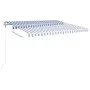 Manual retractable awning with blue and white poles 4x3 m by vidaXL, Awnings - Ref: Foro24-3069936, Price: 570,31 €, Discount: %