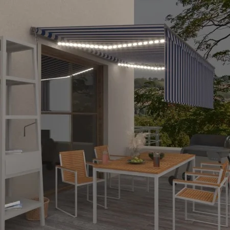 Automatic awning LED blind wind sensor blue white 4x3m by vidaXL, Awnings - Ref: Foro24-3069431, Price: 619,08 €, Discount: %