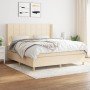 Cama box spring con colchón tela color crema 180x200 cm en Camas y somieres | Comprar online en Foro24